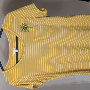 LC Lauren Conrad Yellow Striped Tee with Floral Accent